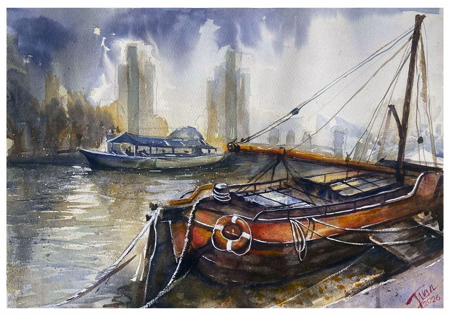 Rotterdam, a painting by John Pabrua