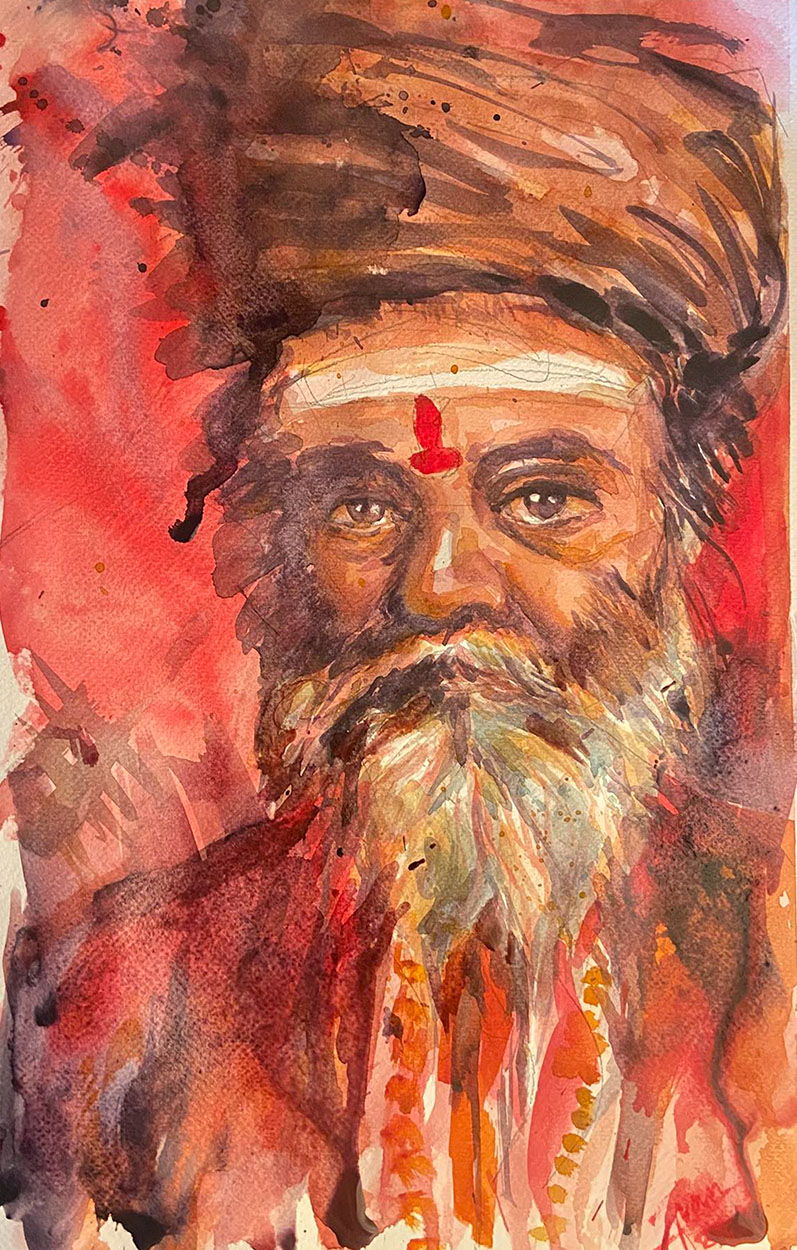 Sadhu, a painting by John Pabrua